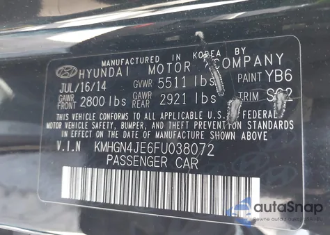 2015 Hyundai Genesis 3.8 from USA, damaged, VIN KMHGN4JE6FU038072